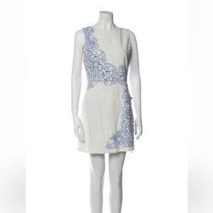 Alice + Olivia ‘Malin’ embroidered dress | cream & cobalt | size 4